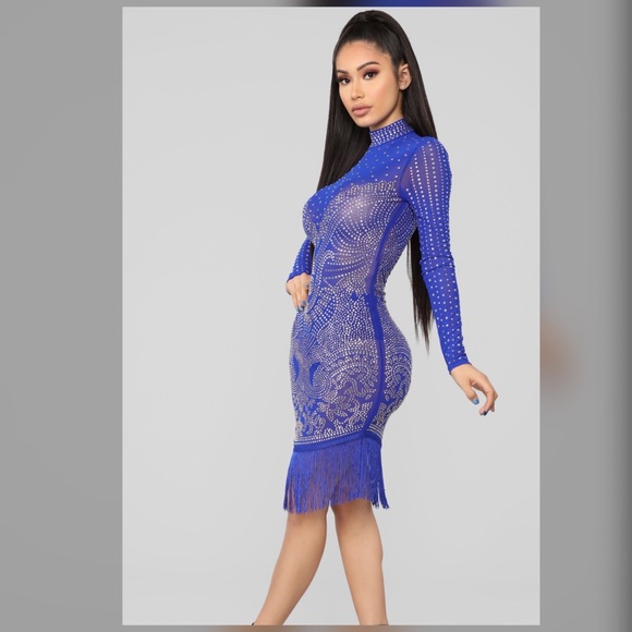 Sexy Rhinestone Royal Blue Dress - Picture 1 of 4